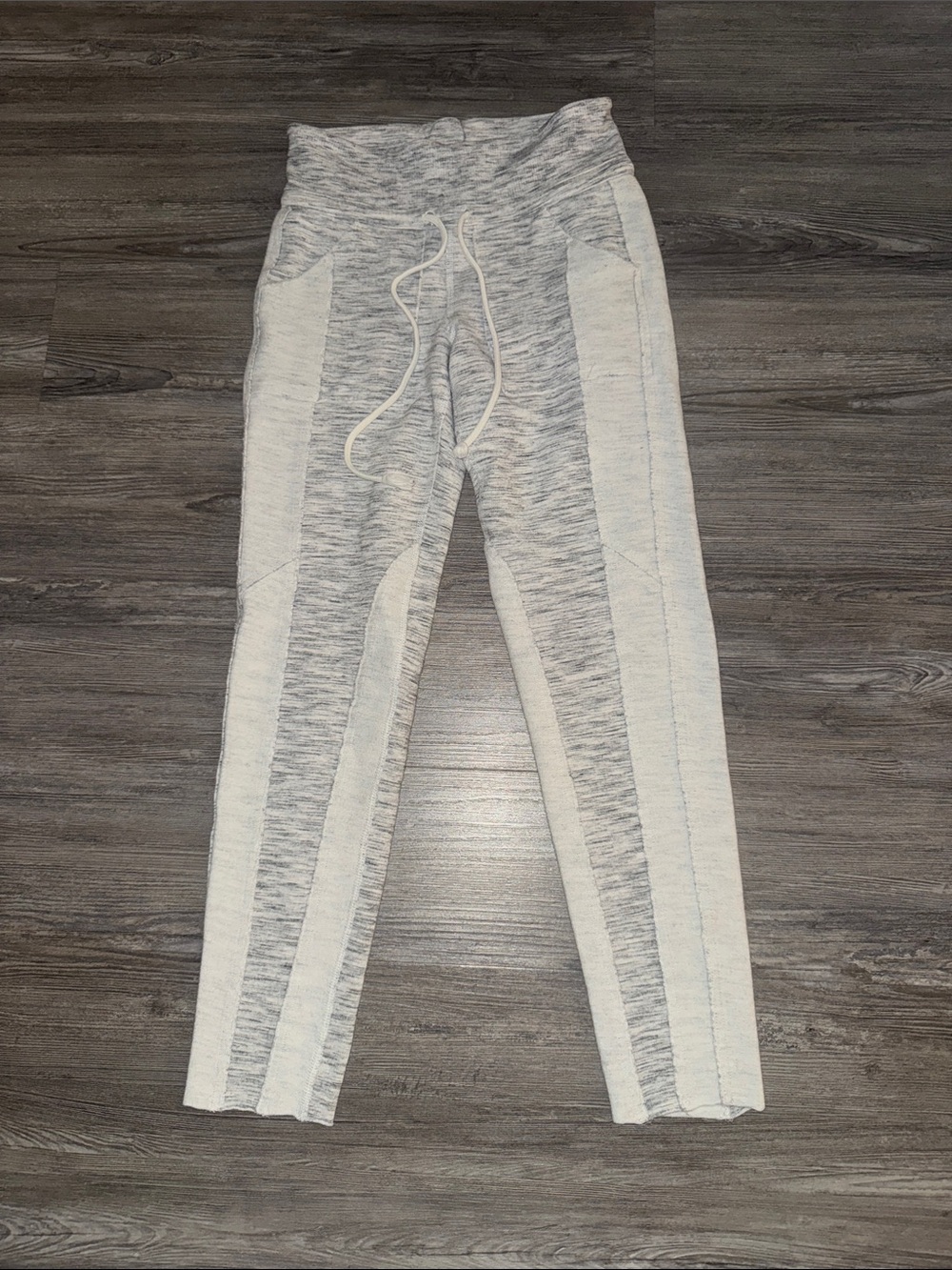 Free People Heather Gray and Cream Contrast Joggers